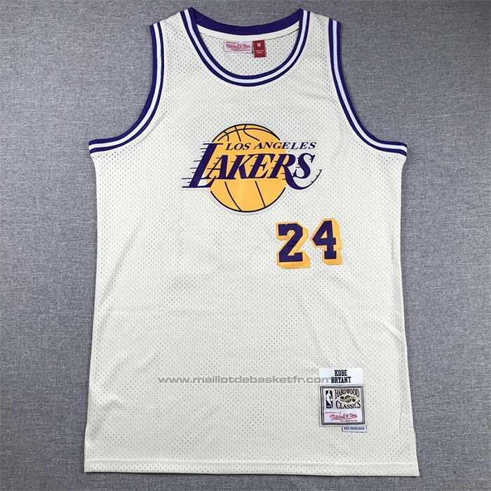 Maillot Los Angeles Lakers Kobe Bryant #24 Mitchell & Ness Chainstitch Creme